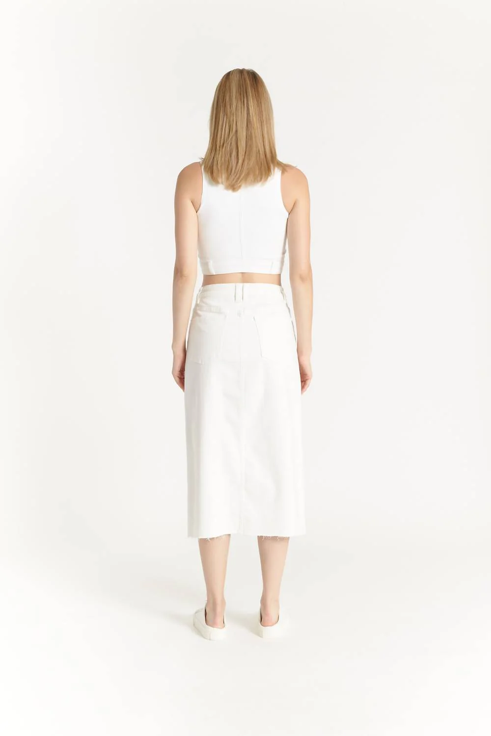 Marty Stretch Denim Skirt In White