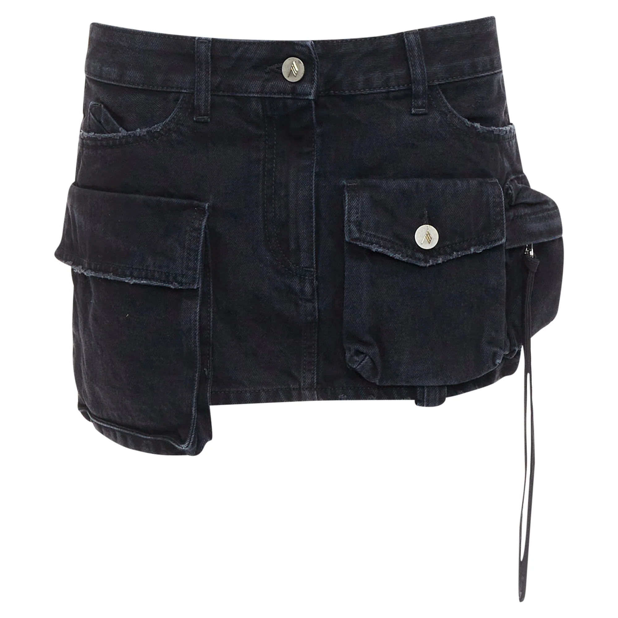 The Attico fay denim pocketed cargo mini skirt