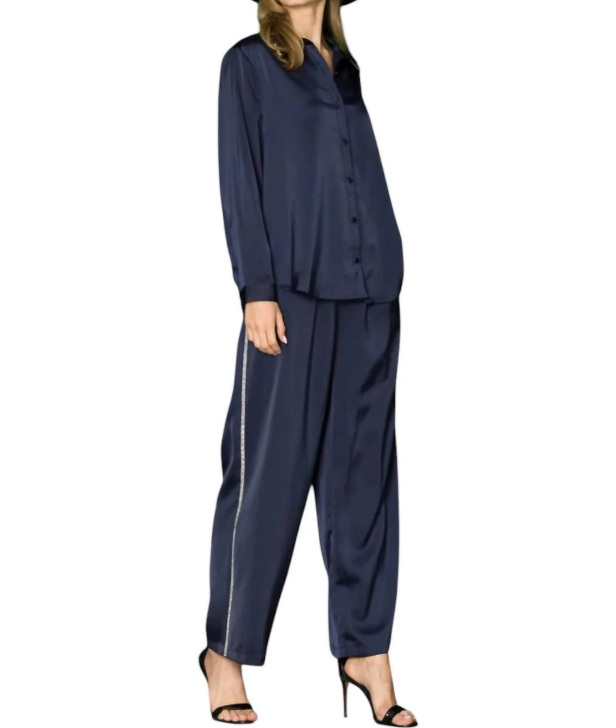 Wileene Satin Set In Navy