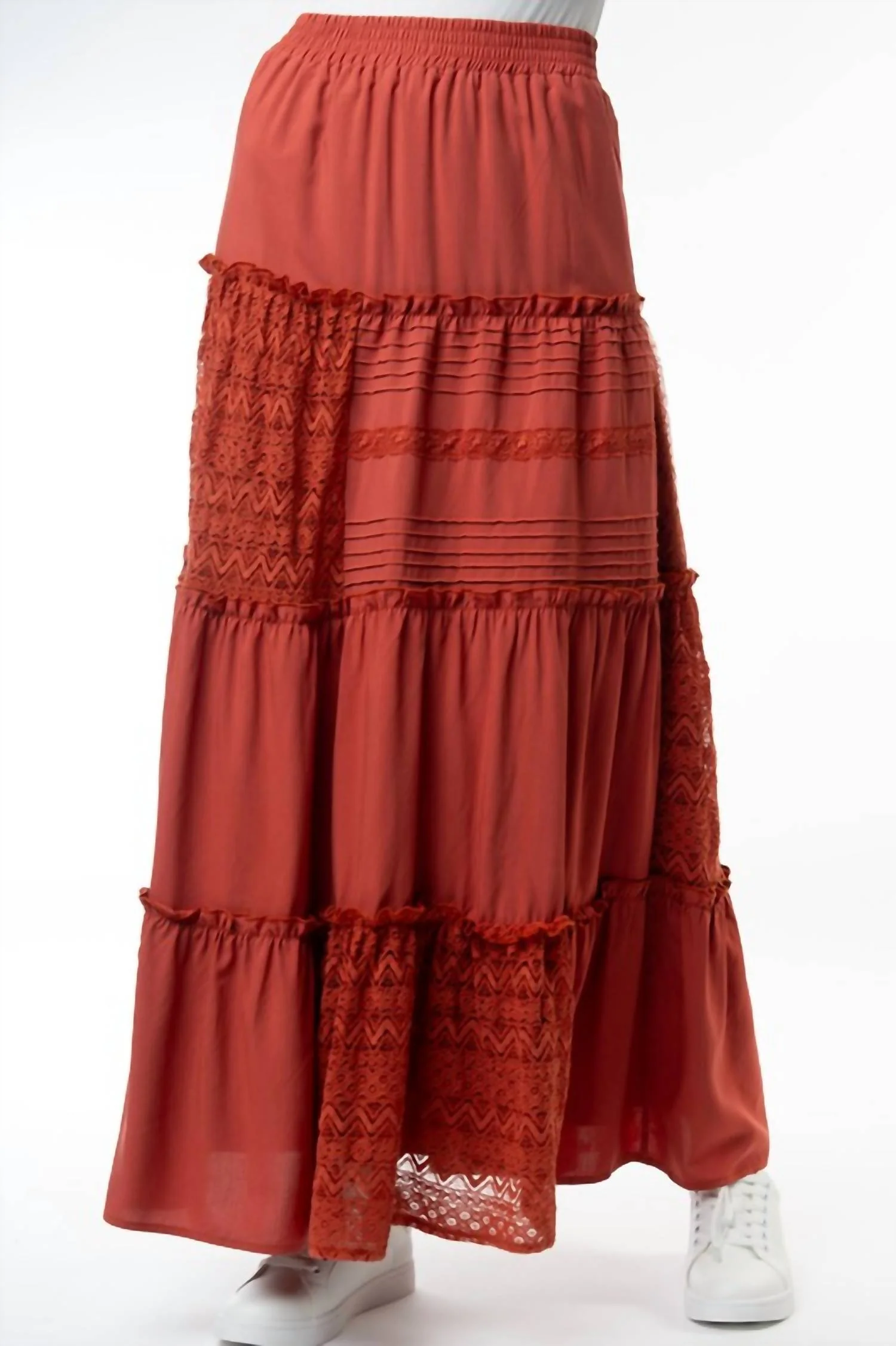 Laney Patchwork Maxi Skirt In Clay
