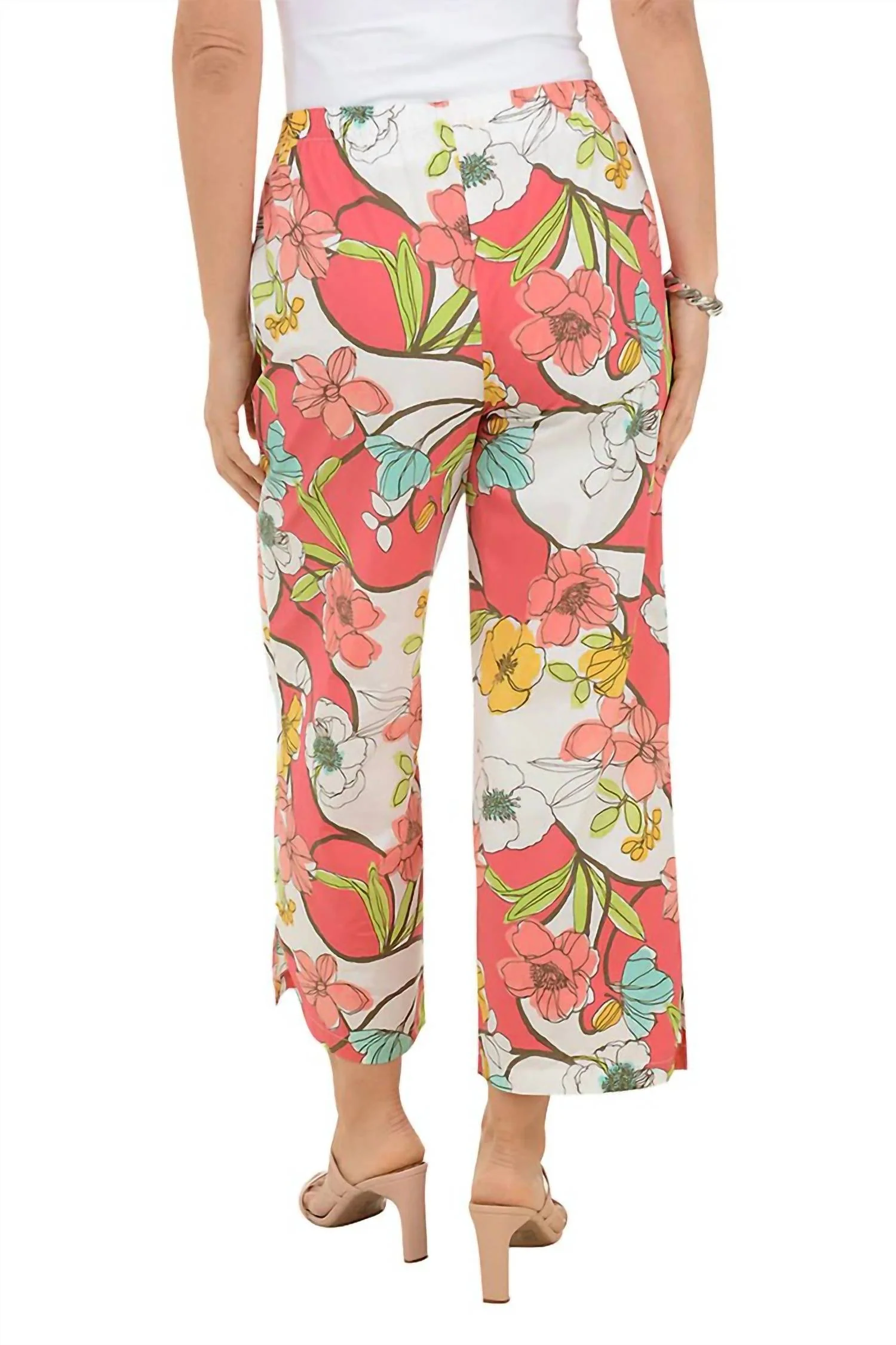 Coastal Cotton Floral Resort Pants In Riviera