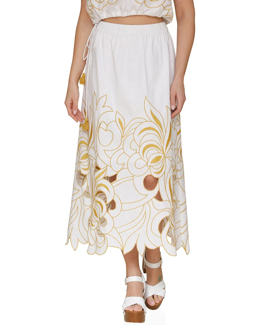 Avec Les Filles Embroidered Midi Skirt