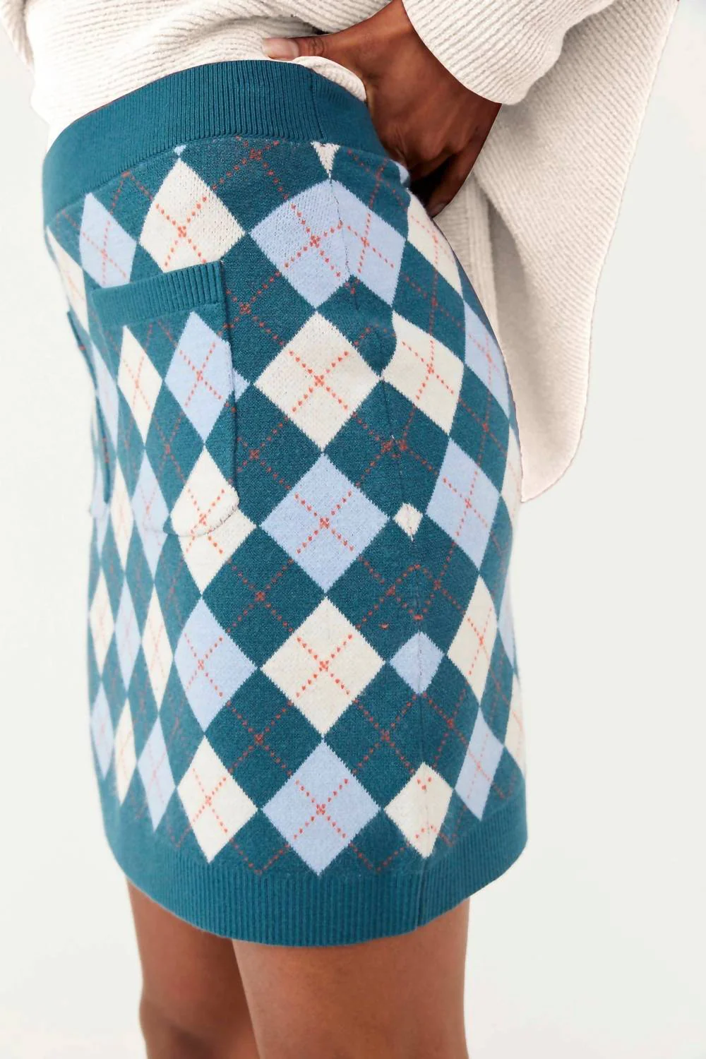 Argyle Viola Sweater Mini Skirt In Marine Combo