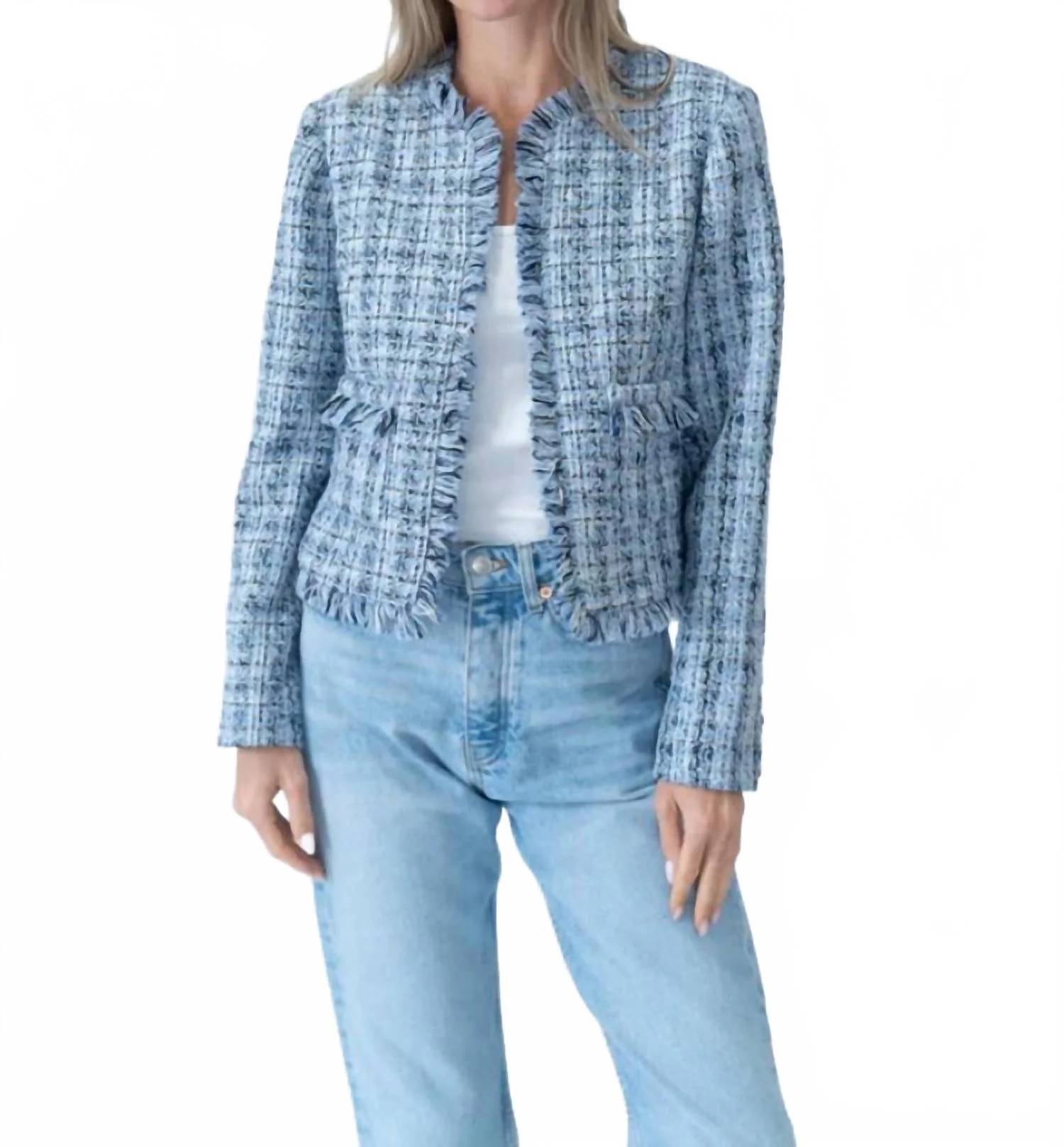 Collins Long Sleeve Blazer In Blue Multi