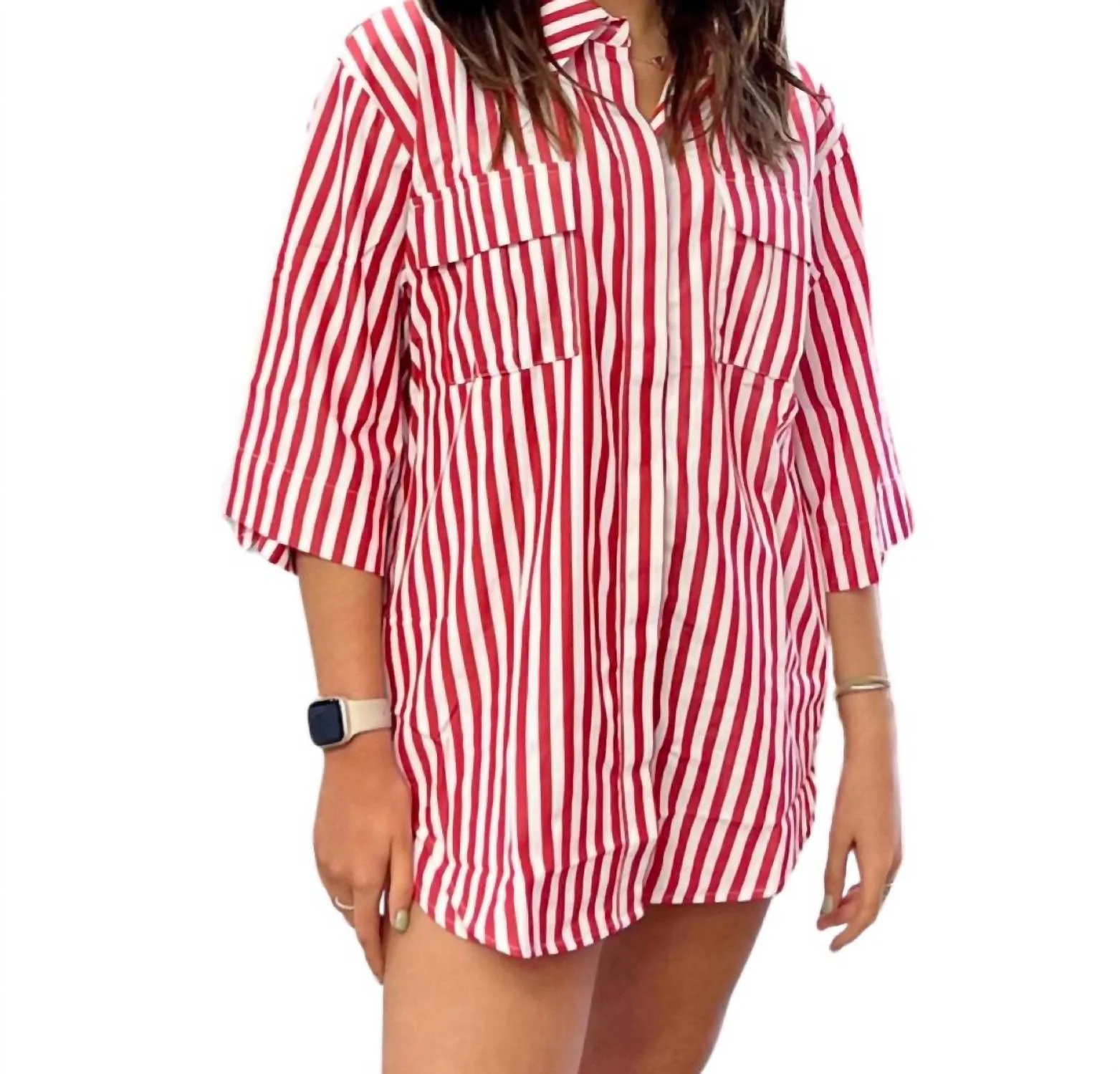 Martina Pajama Set In Red Stripe