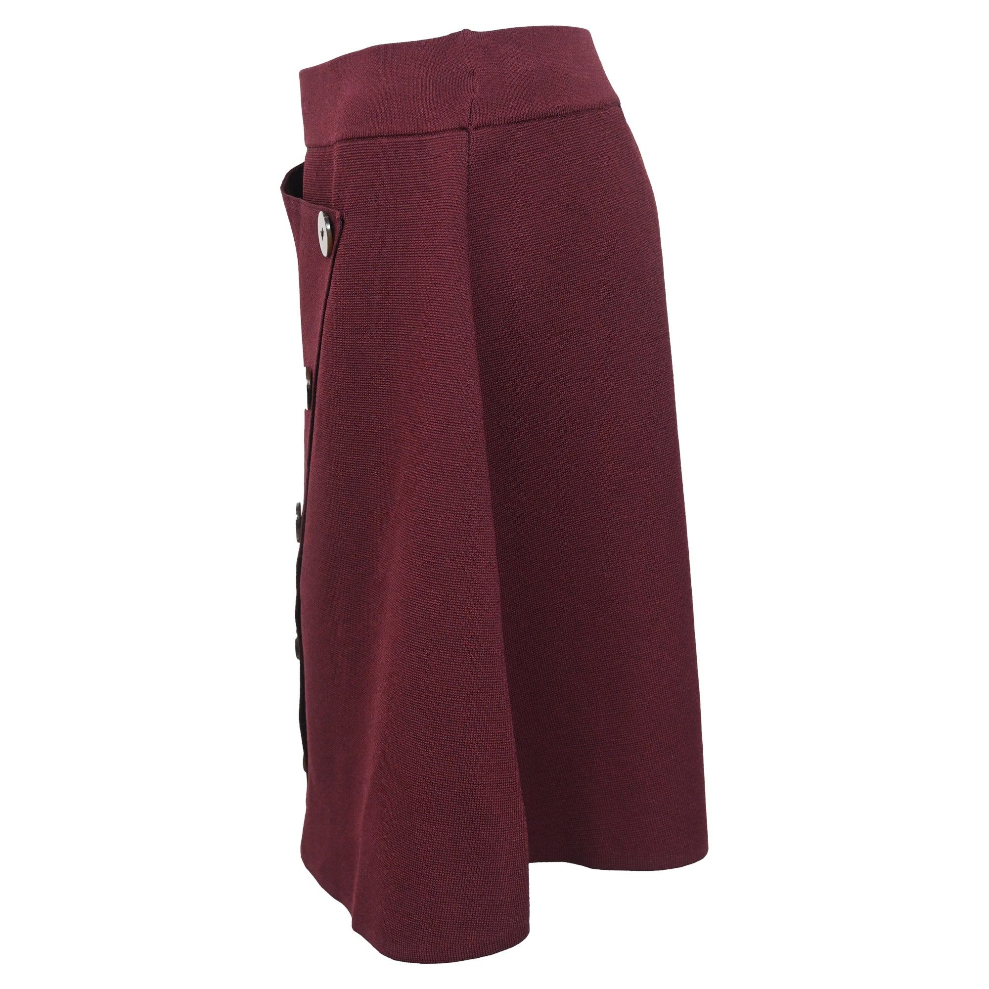 Sandro Fiji Asymmetric Decorative-Button Skirt in Burgundy Viscose