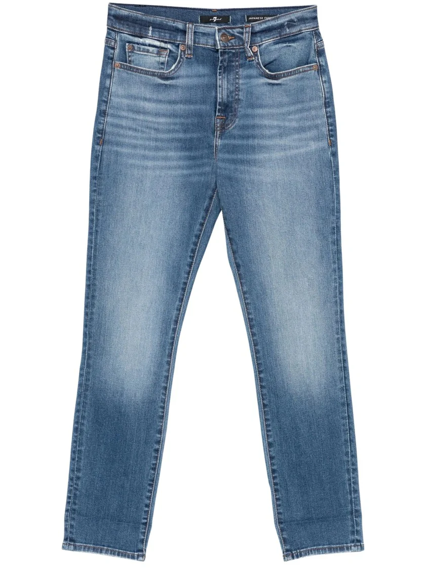 Light Wash Relaxed Skinny Jeans With Rolled Cuffs