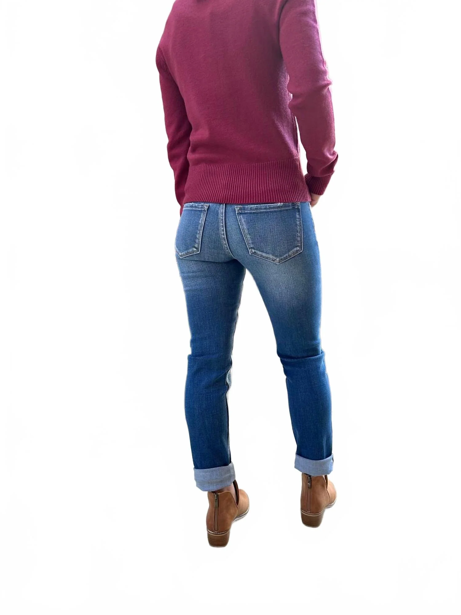 Hannah Mid Rise Skinny Straight Jean In Blue