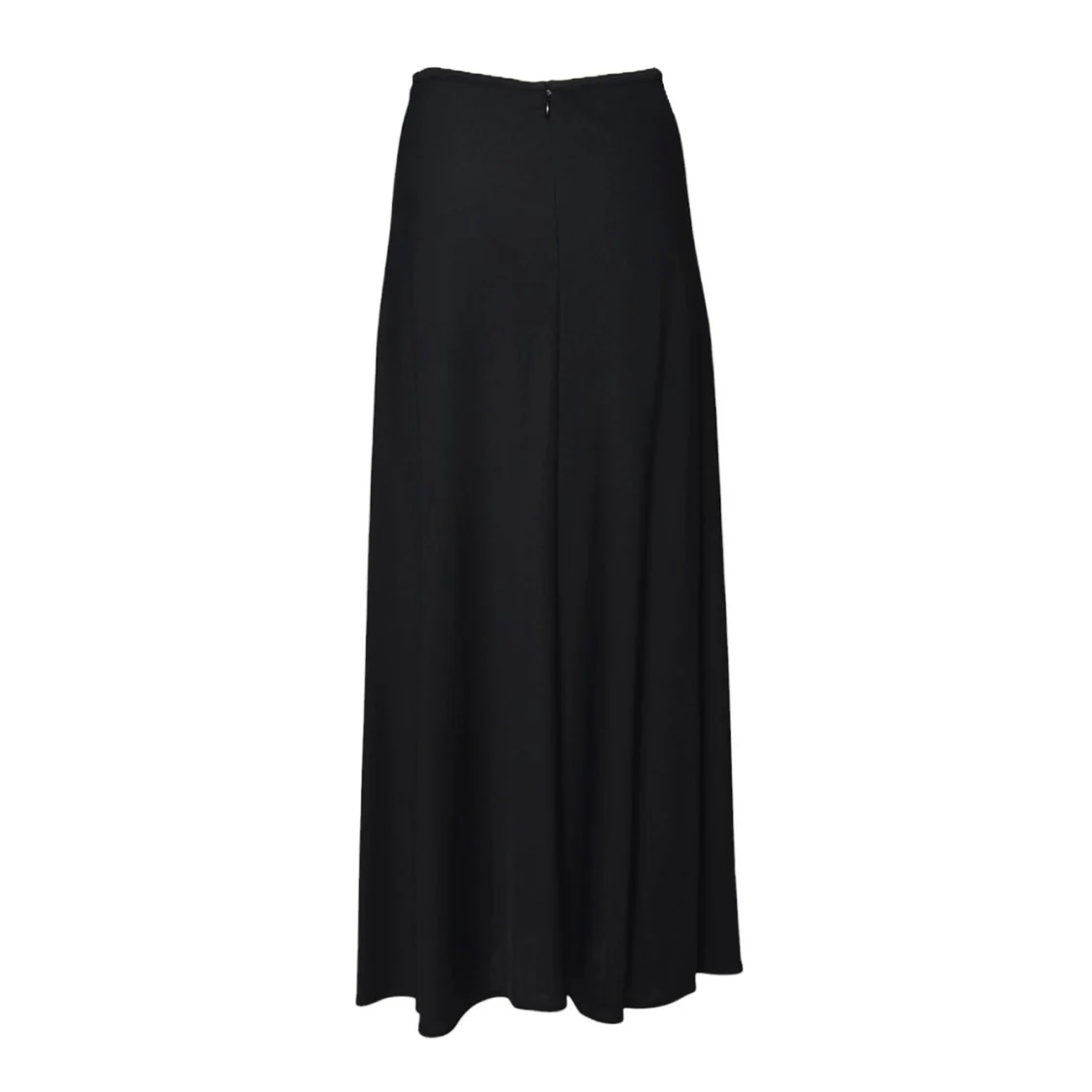 Black Fluid Viscose Crepe Midi Skirt