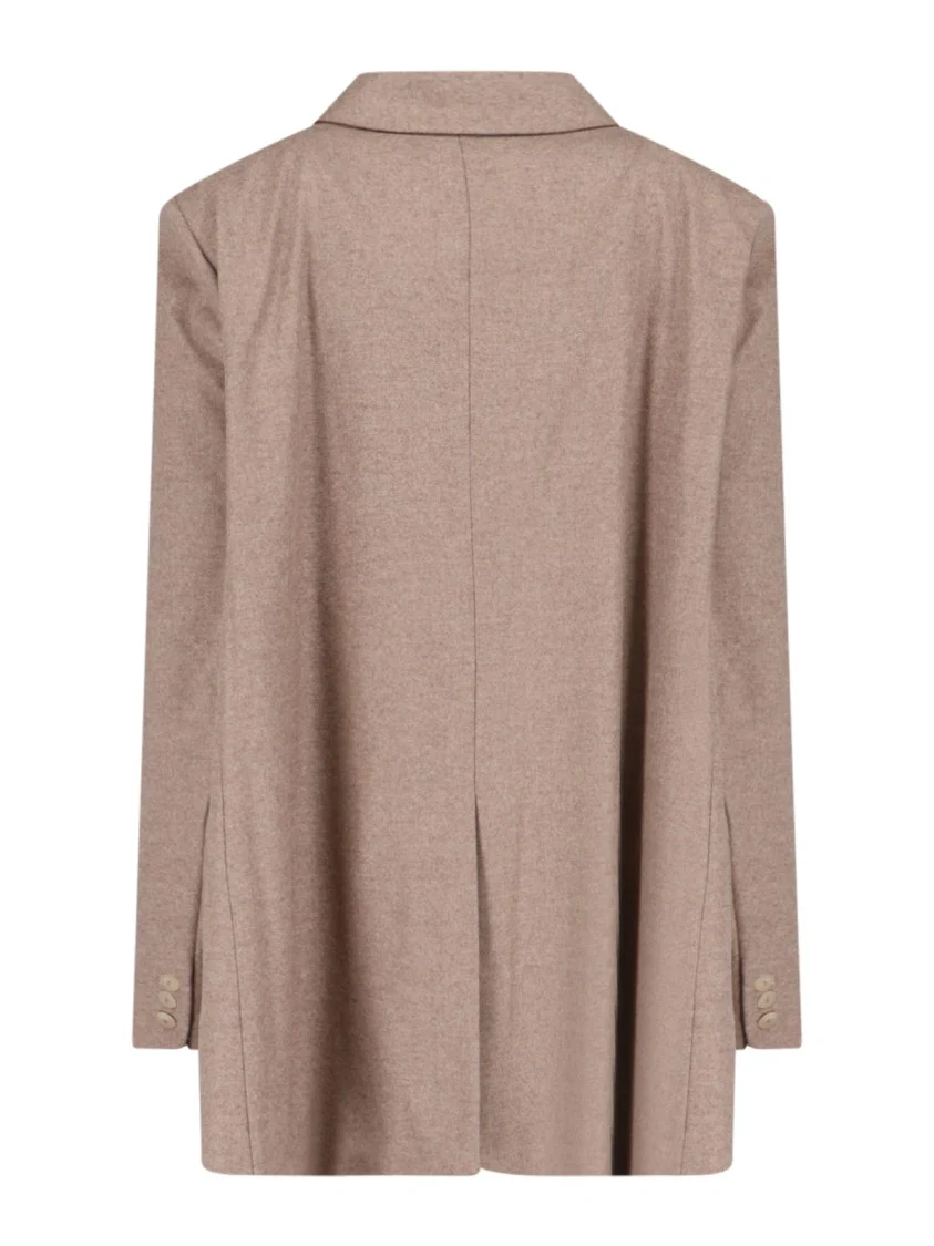 Double-Breasted Blazer In Beige Virgin Wool