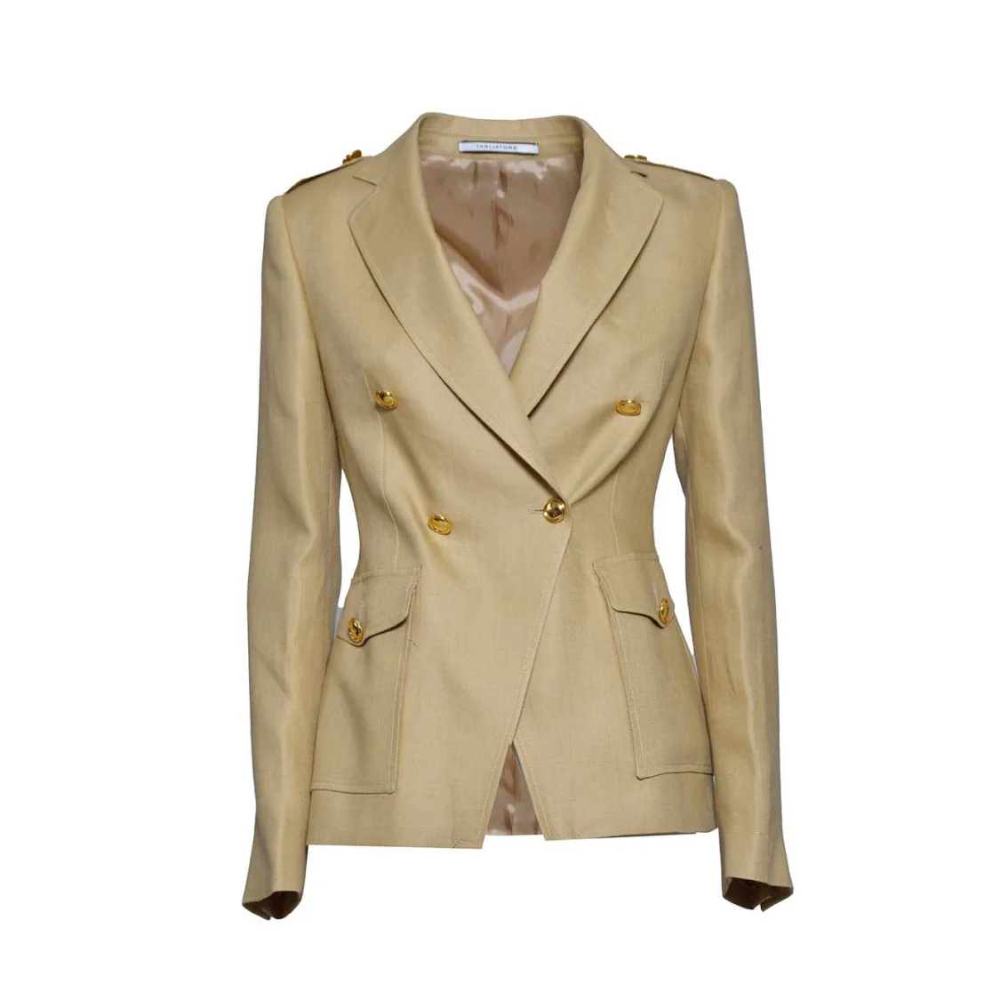 J-Darlene Double Breasted Jacket In Camel Linen