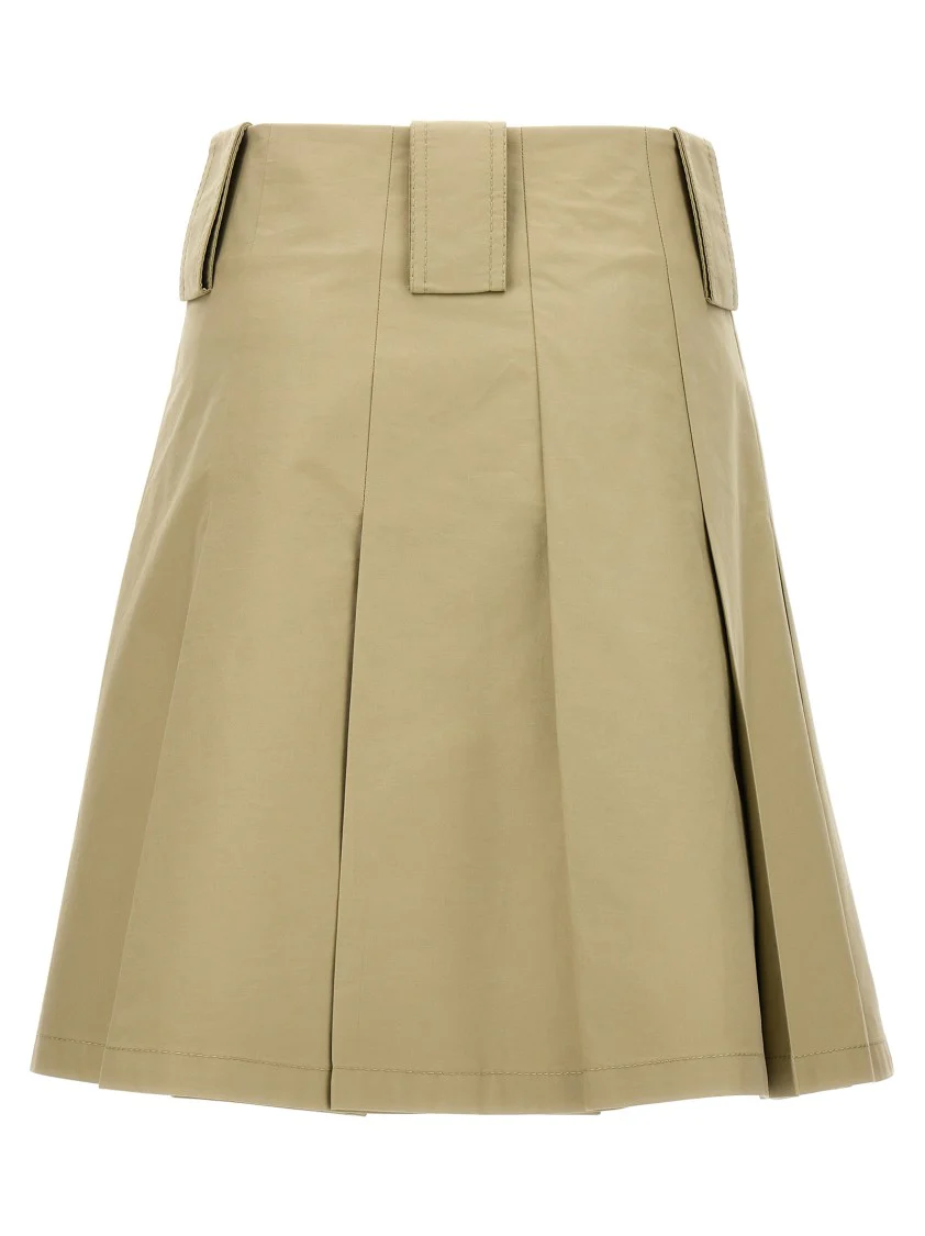 Pleated Cotton Skirt With Wallet Closure