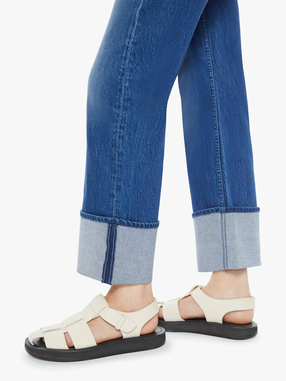 Checkerboard Duster Flood Cuff Jeans In Bunny Hop