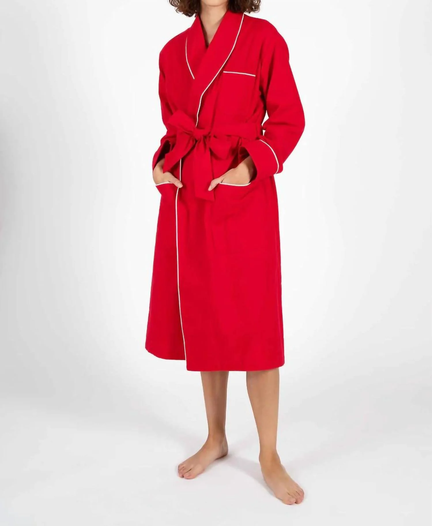 Unisex Glenn Robe In Red Flannel