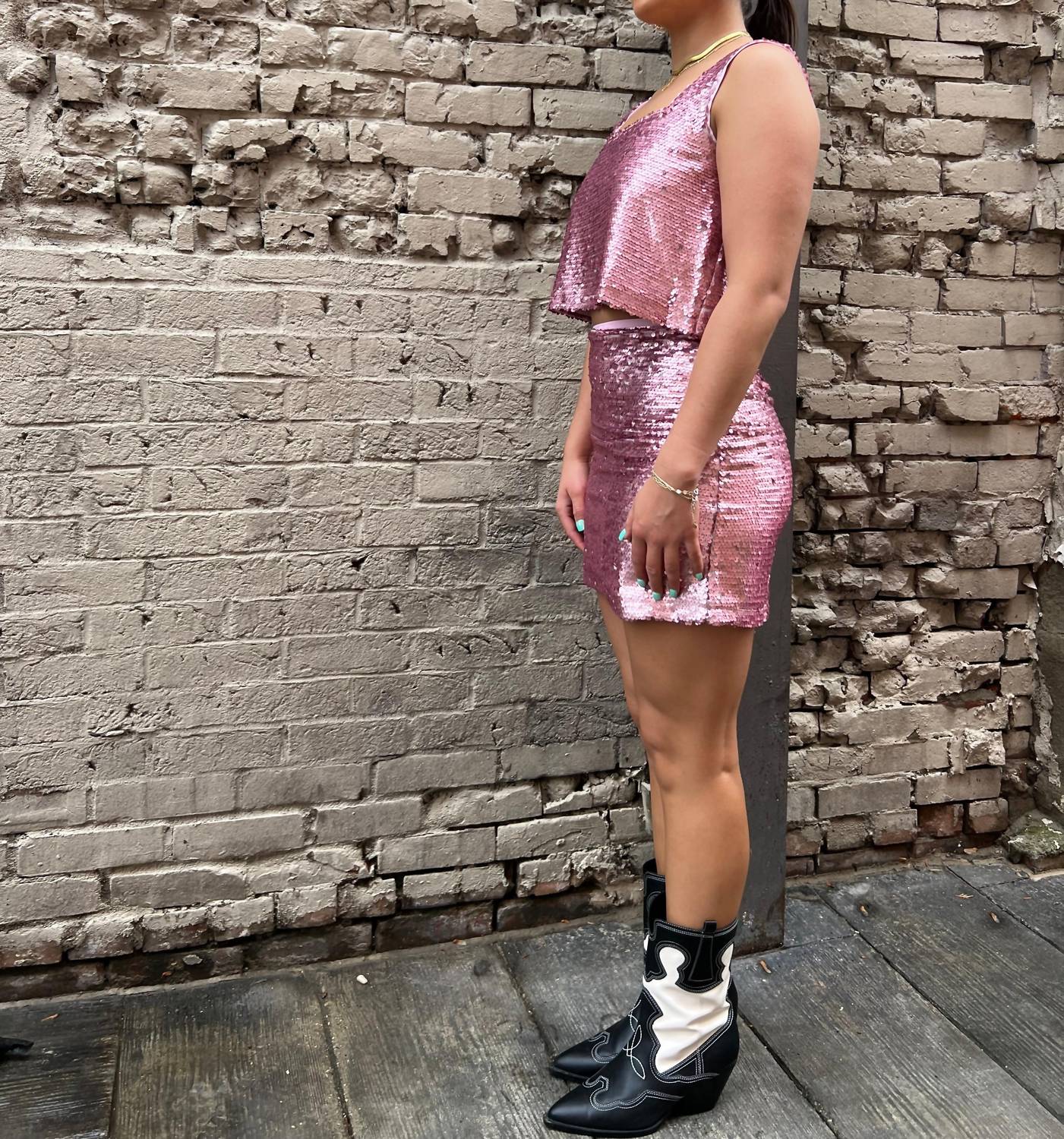 Disco Queen Sequin Mini Skirt In Pink