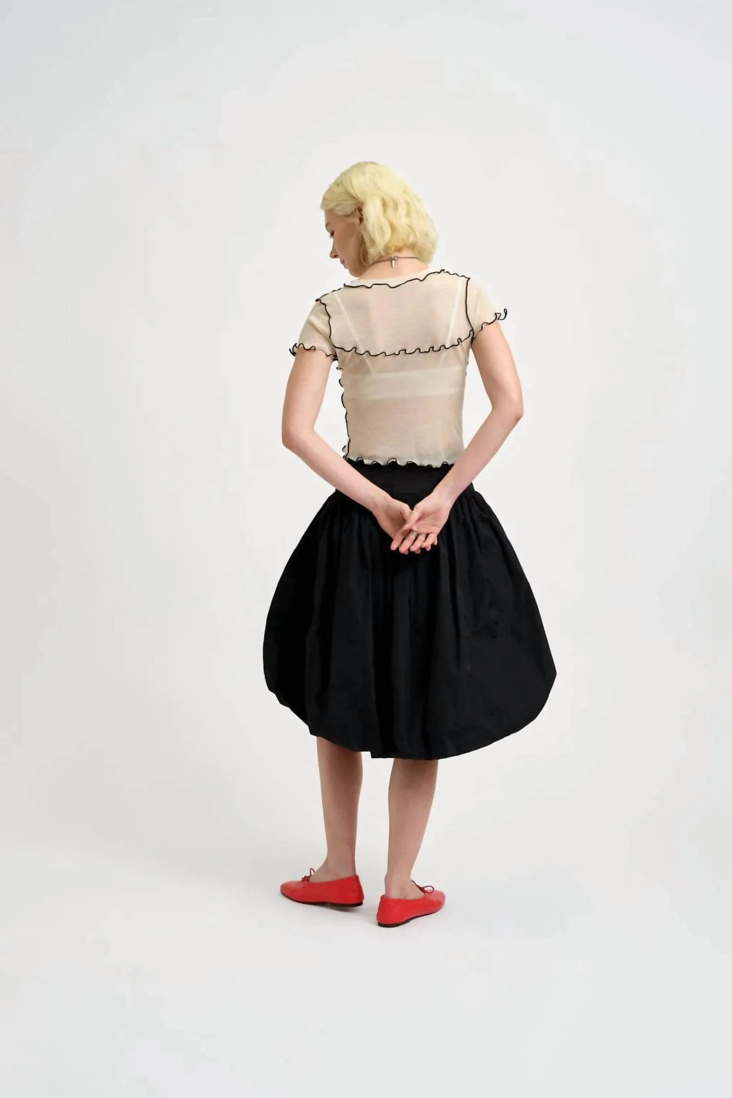Emmie Bubble Skirt In Black Taffeta