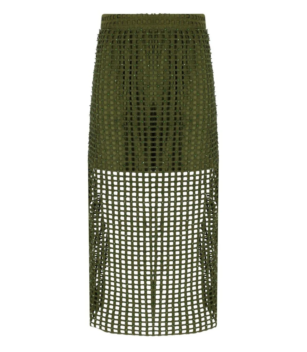 Handkerchief Khaki Midi Skirt