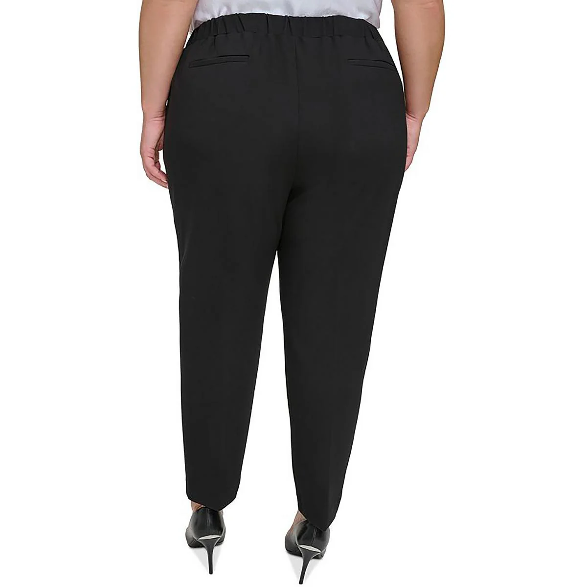 Plus Womens Pocket Rayon Straight Leg Pants