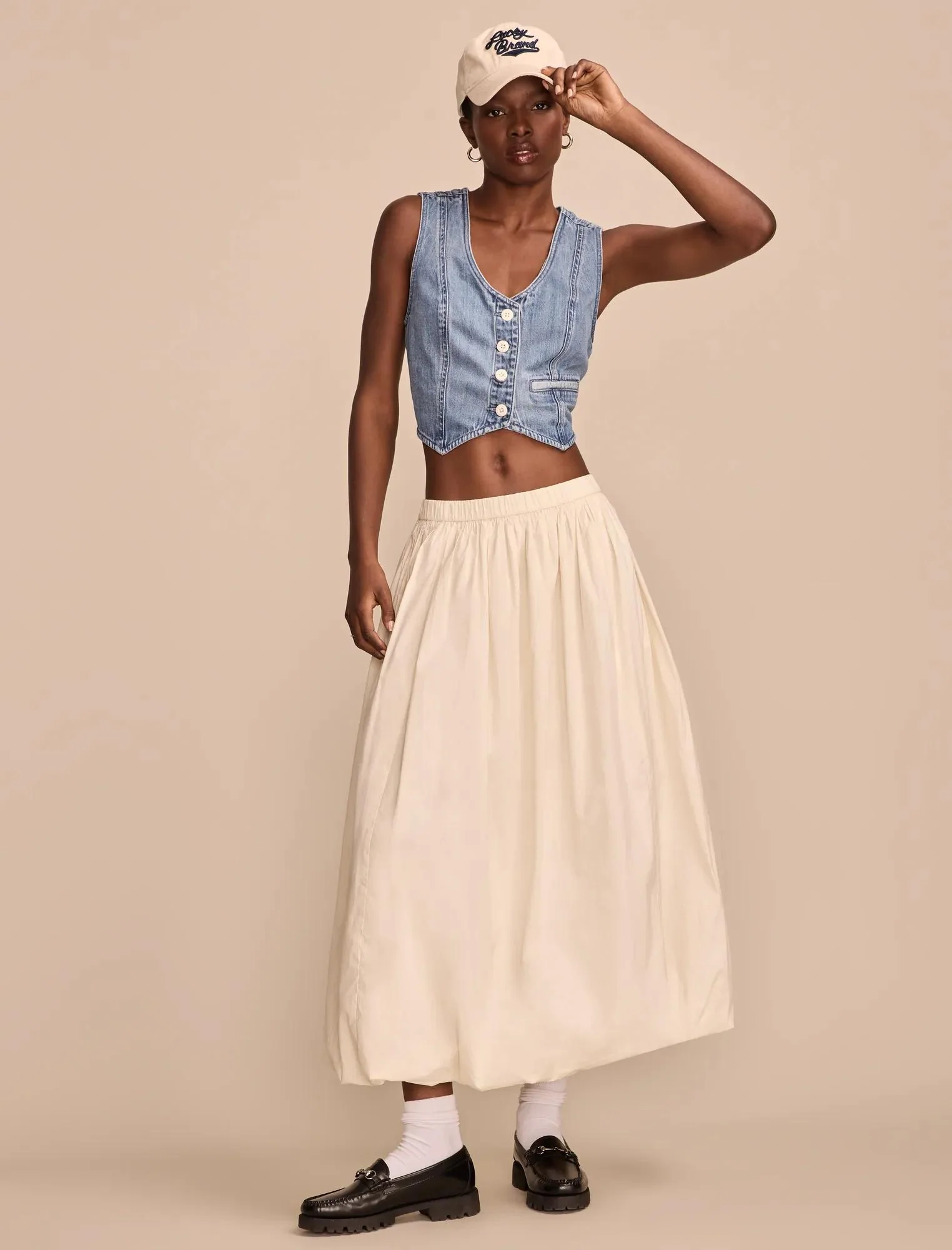 Lucky Brand Women's Bubble Poplin Maxi Skirt