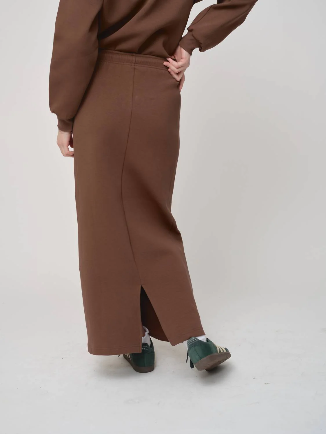 Drawstring Sweat Skirt In Taupe