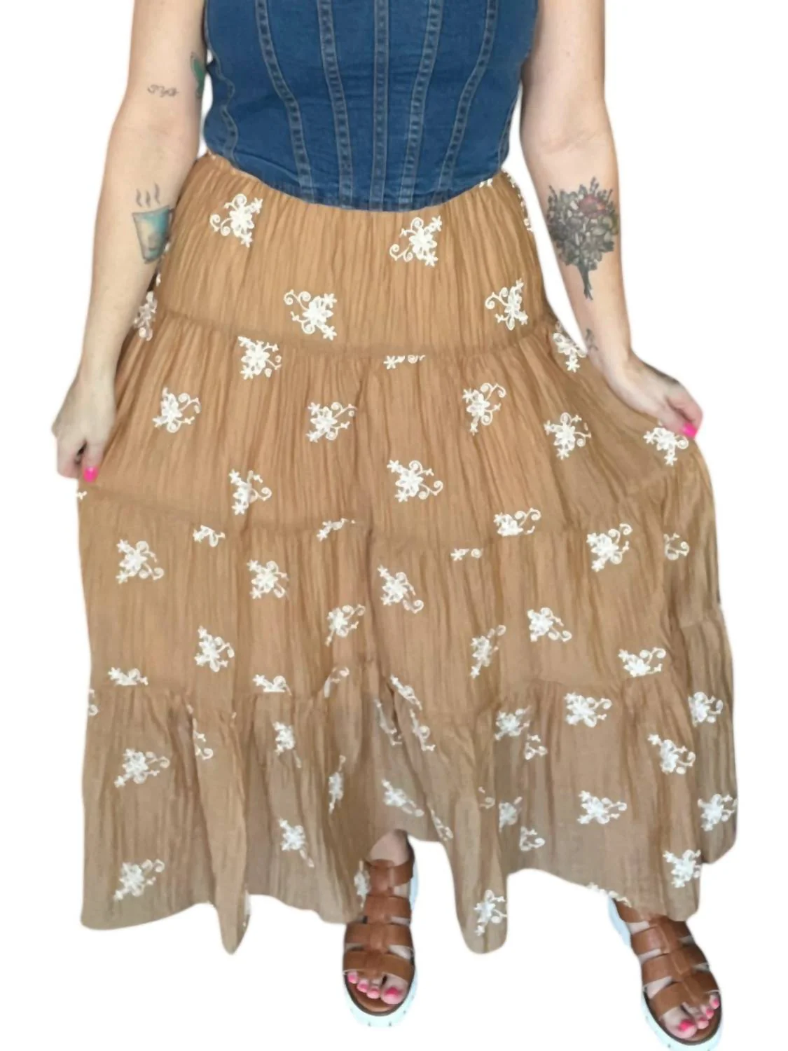 Garden Maxi Skirt In Brown