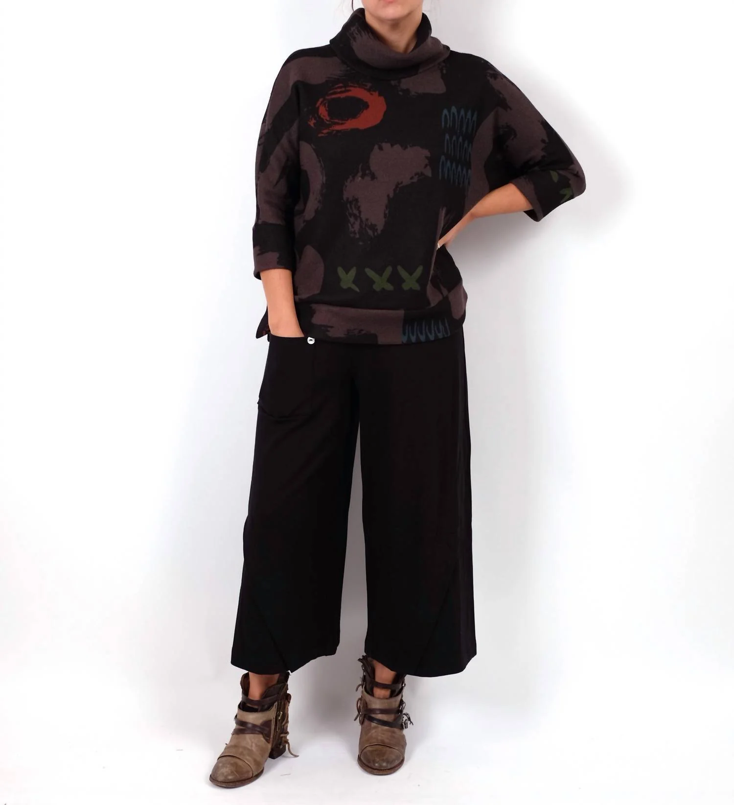 Teddie Wide Leg Pant In Black