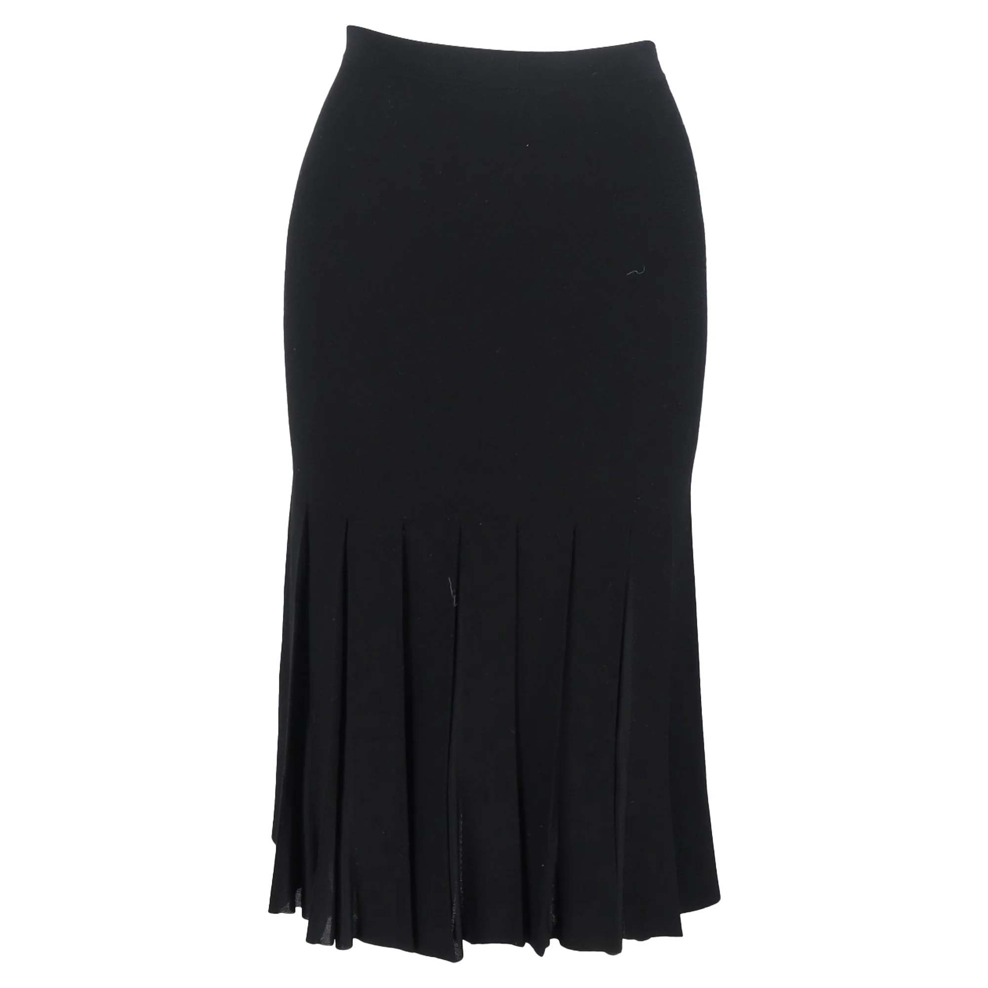 Theory Pleated Knee-Length Skirt in Black Viscose