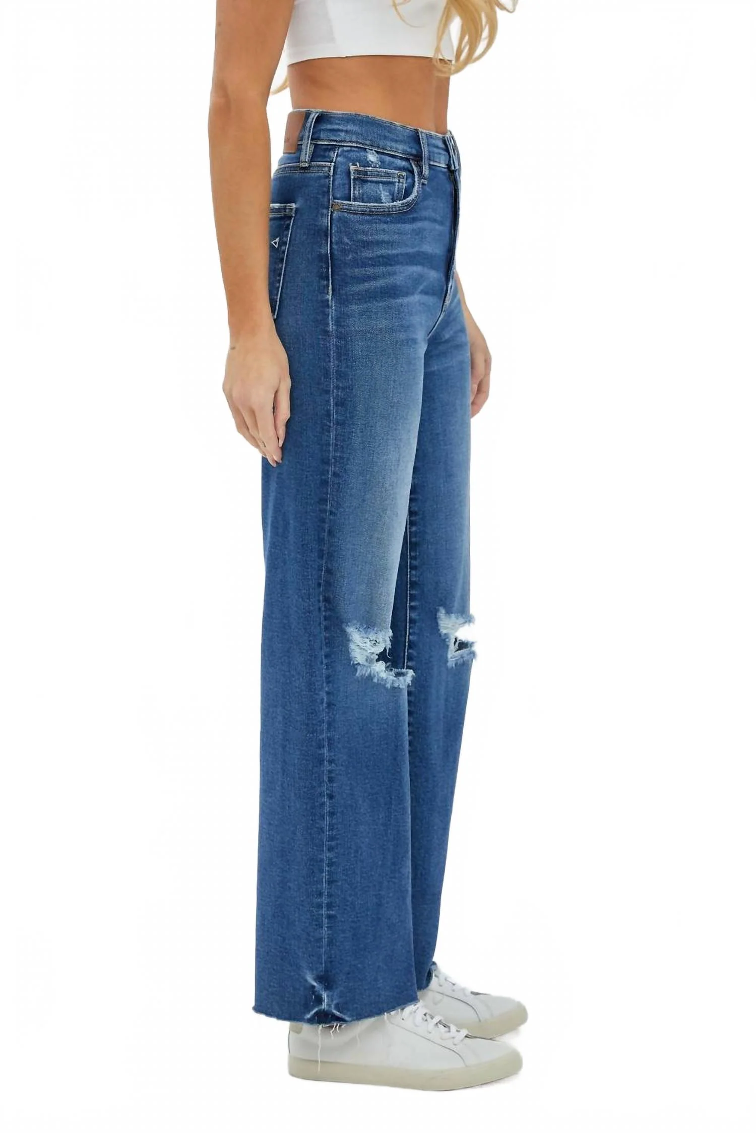 Logan Grinded Stretch Dad Jeans In Dark Wash