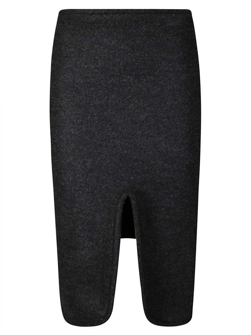 Pencil Skirt With Front Slit And Asymmetric Hem