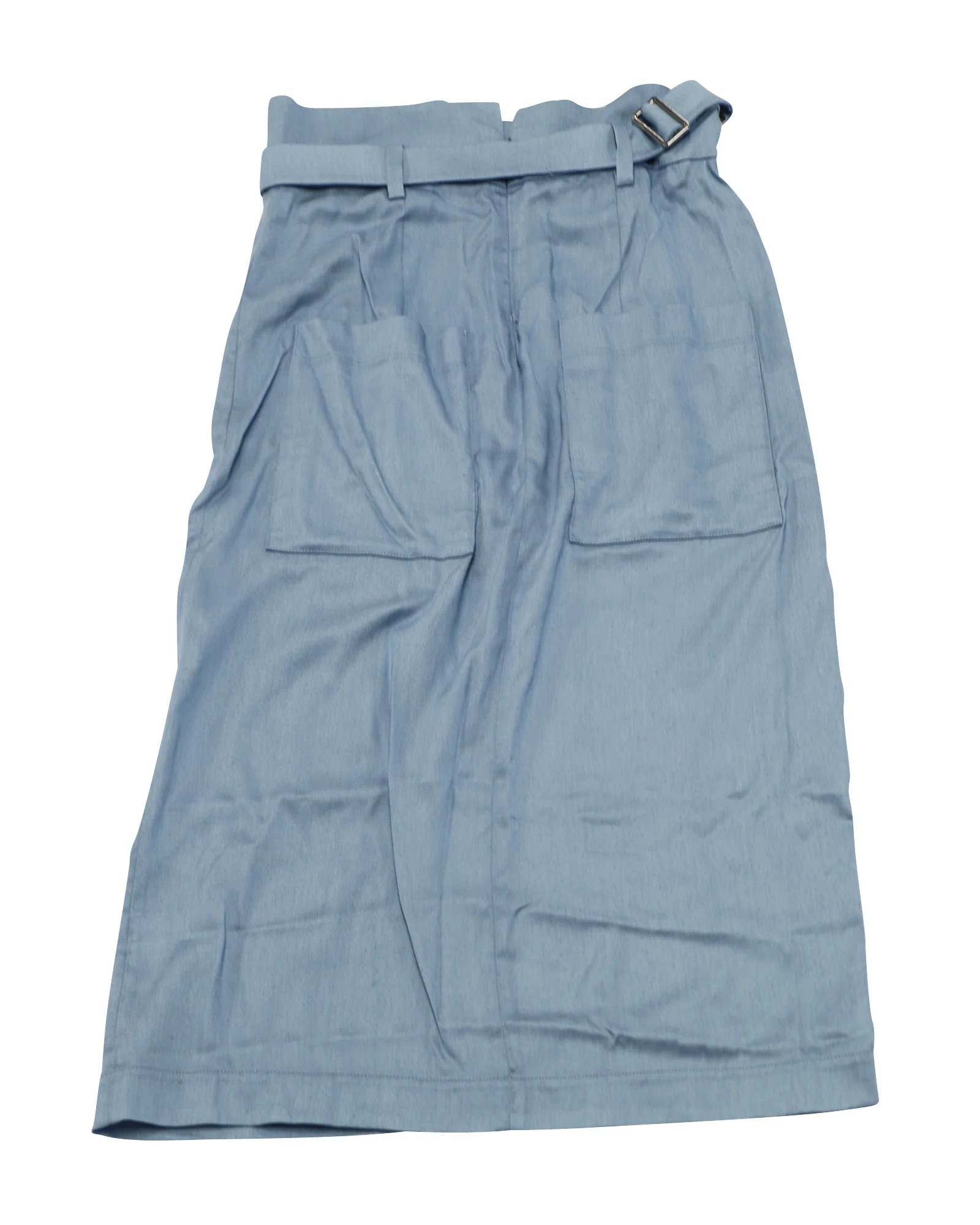 Tibi Belted Midi Skirt in Blue Lyocell