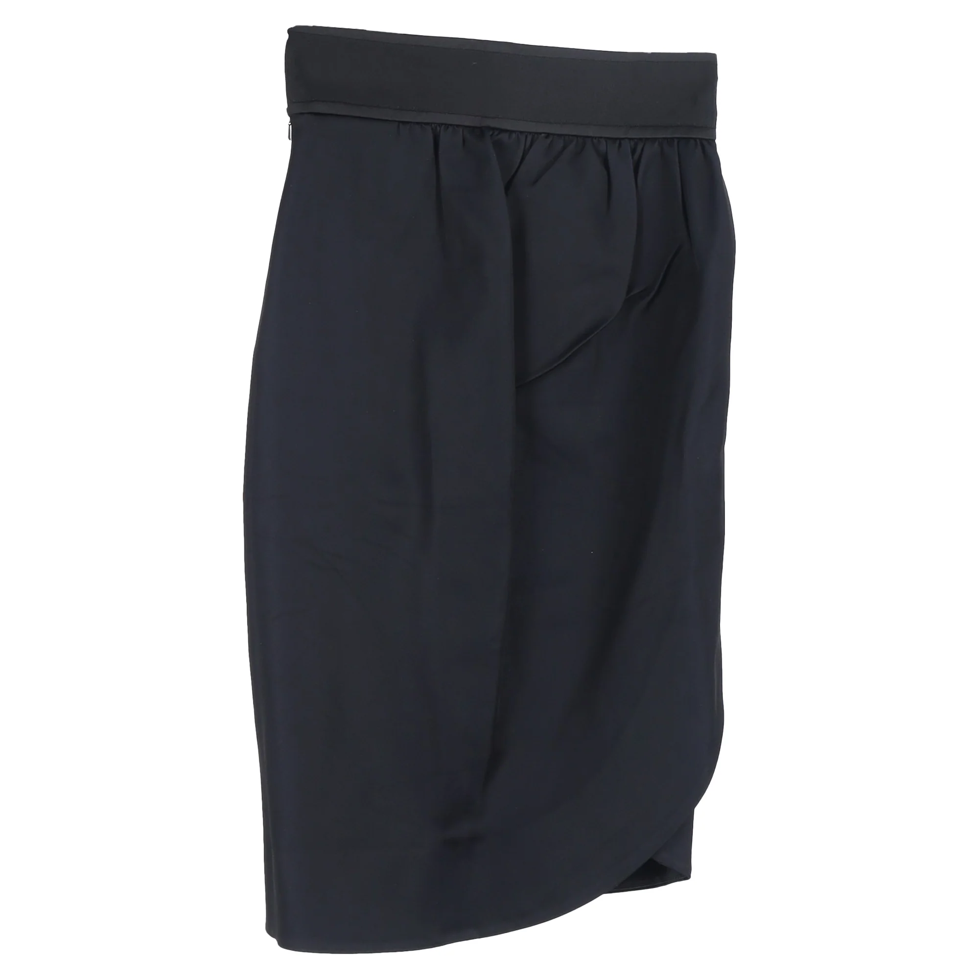 Temperley London Tulip Shape Midi Pencil Skirt in Black Satin