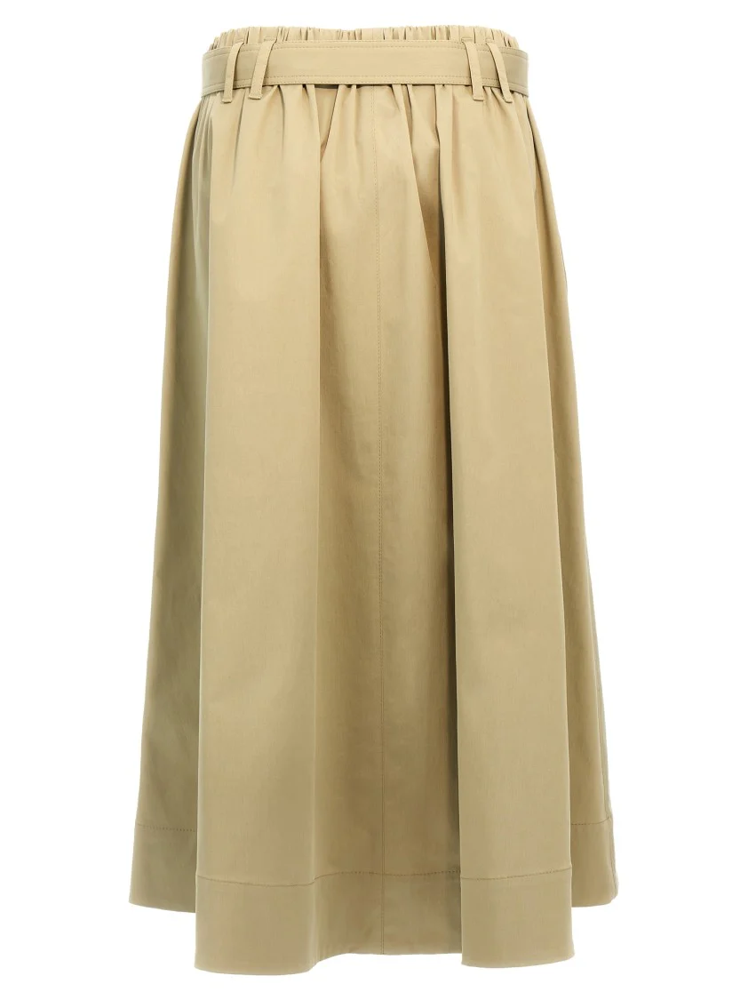 Cotton Midi Skirt With Elastic Waistband