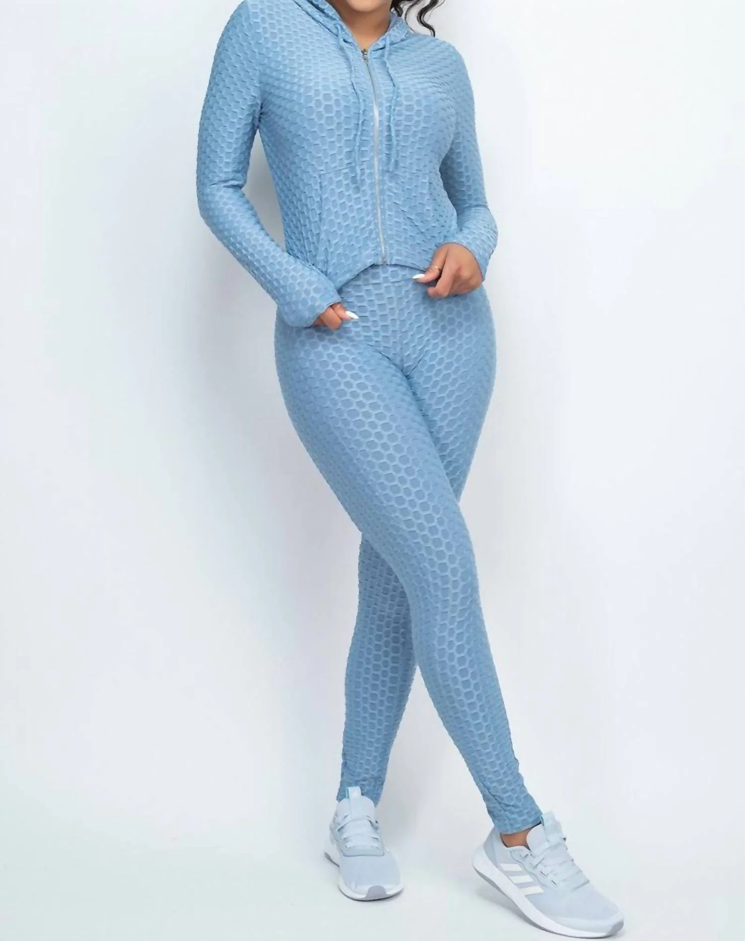 Honeycomb Top And Legging Set In Blue