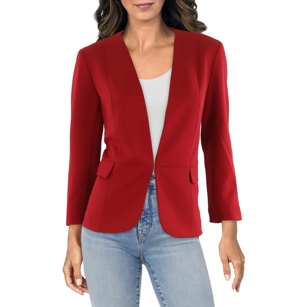 Womens Suit Separate Office Collarless Blazer