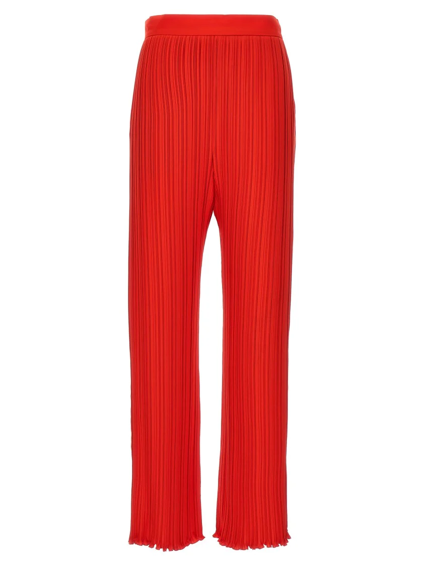 Wide-Leg Pleated Trousers With Side Zip Closure