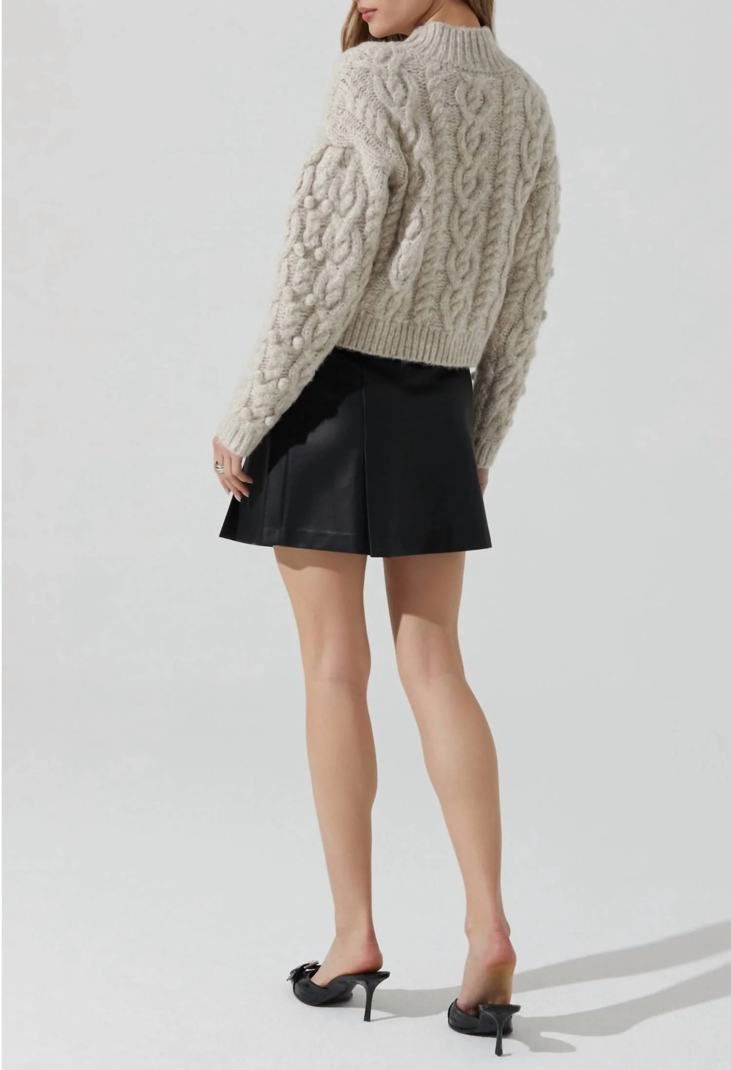 Mikita Faux Leather Pleated Skirt In Black