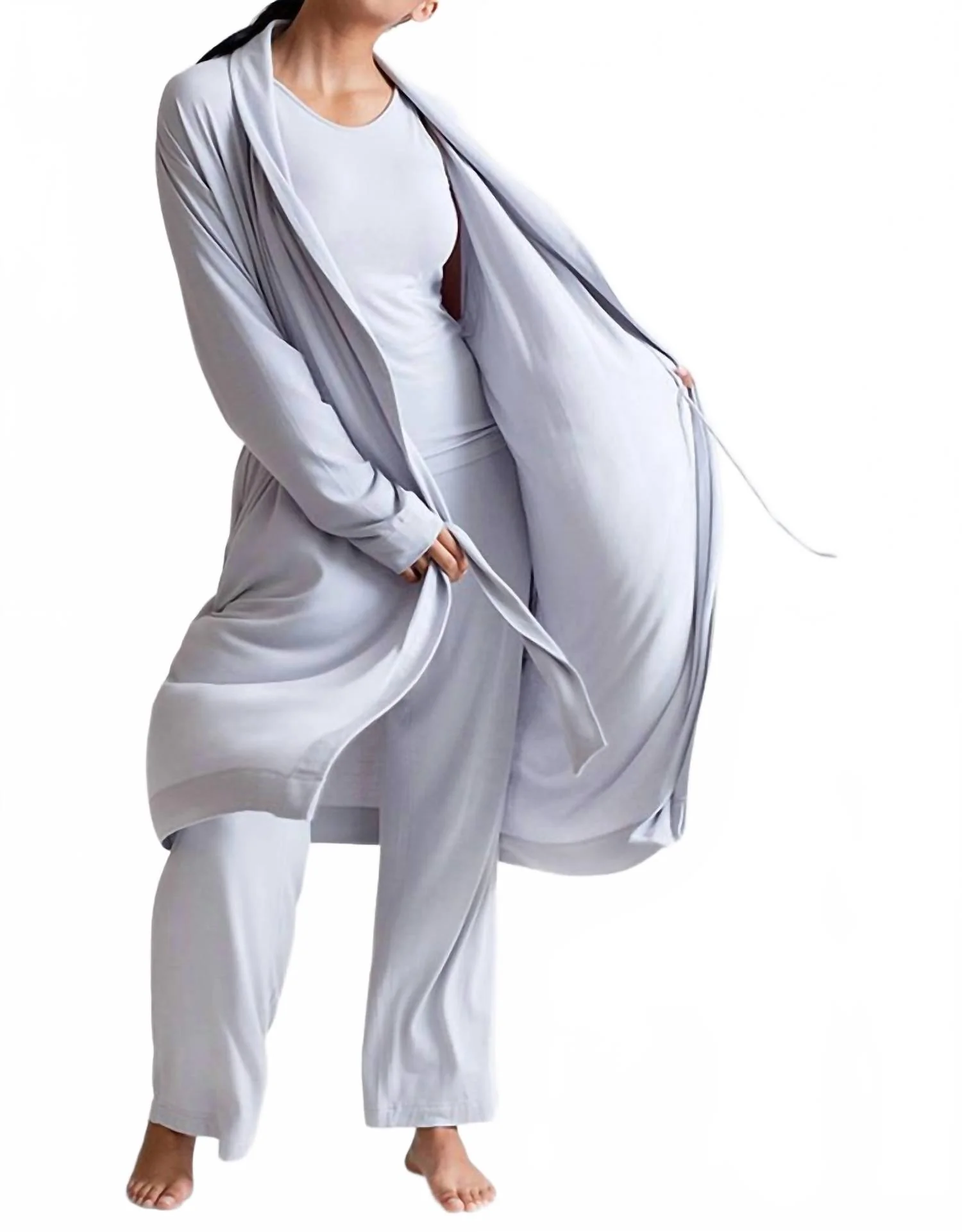 Collagen Lounge Robe In Pearl Grey