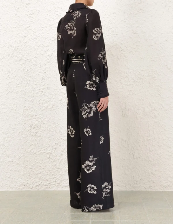 Wide Leg Pant in Black Poppy