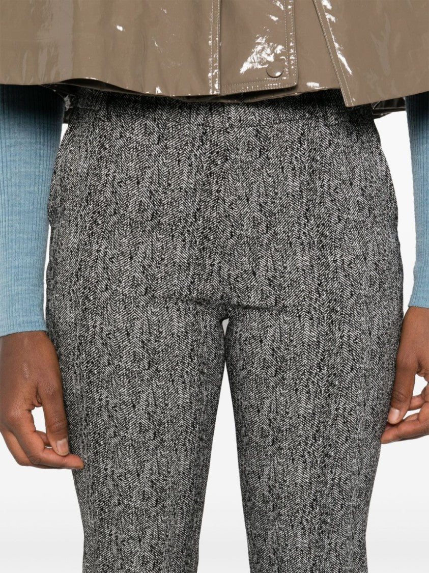 Black/White Kat Herringbone Pattern Bootcut Trousers