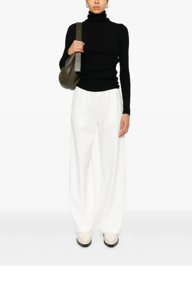 Wide-Leg Relaxed Pants With Elastic Waistband