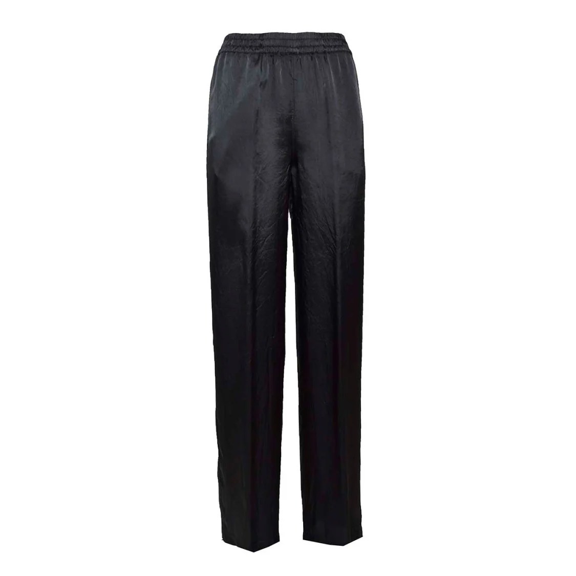Straight Leg Trousers In Black Washed Viscose