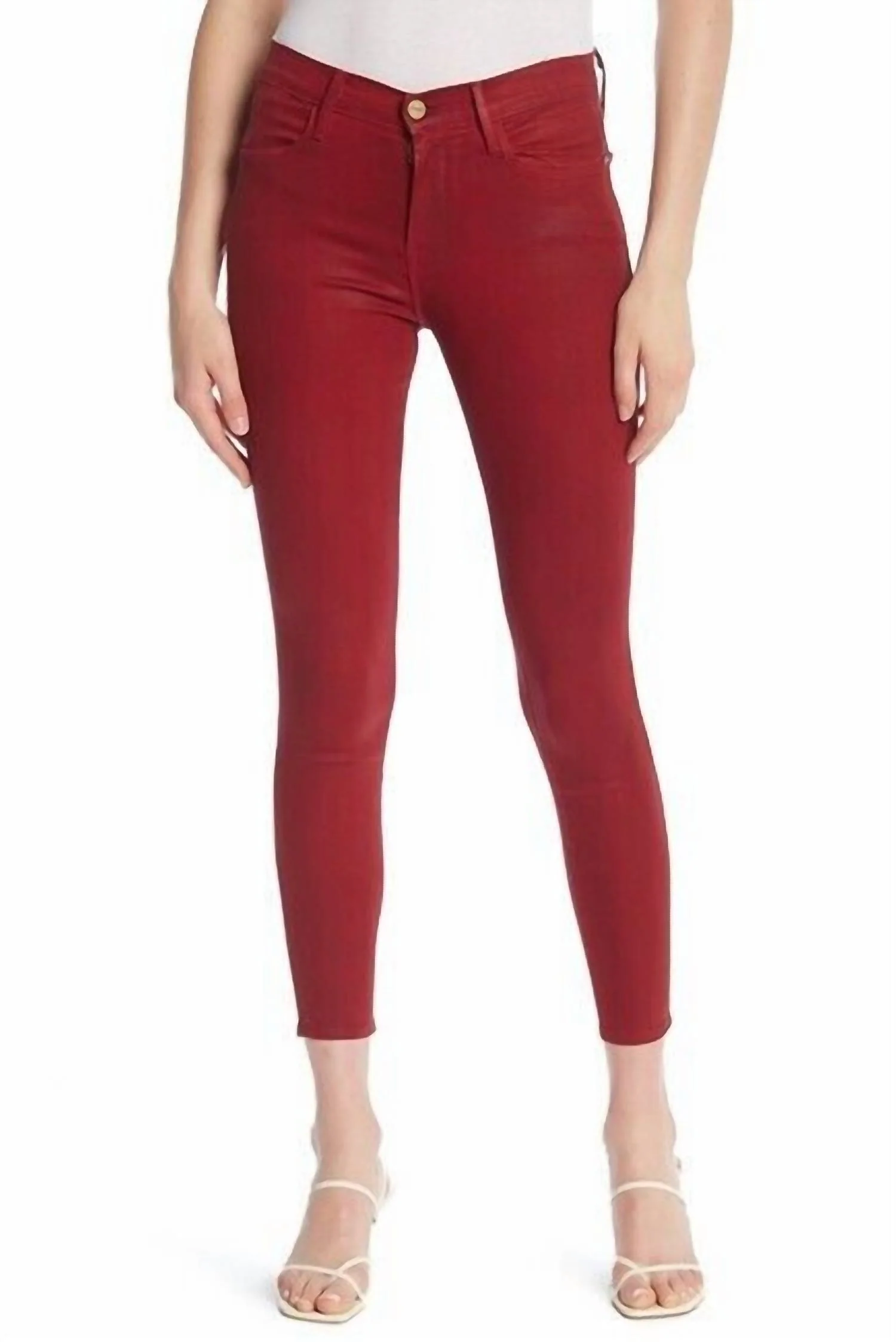 Le High Rise Skinny Jeans In Red