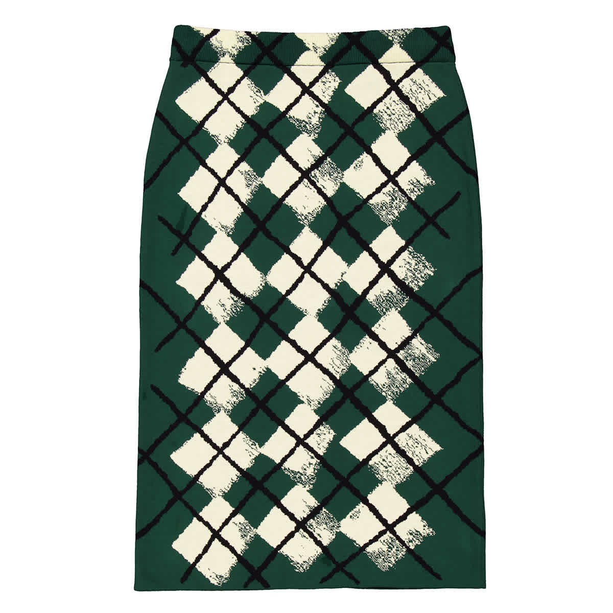 Burberry Argyle Intarsia Knitted Midi Skirt