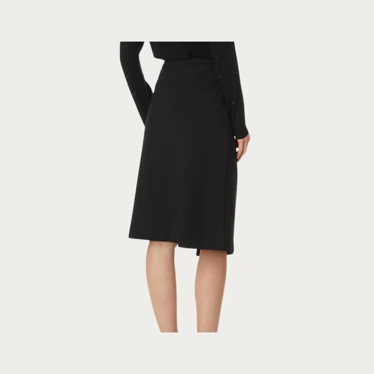 Ponte Faux Wrap Skirt In Black
