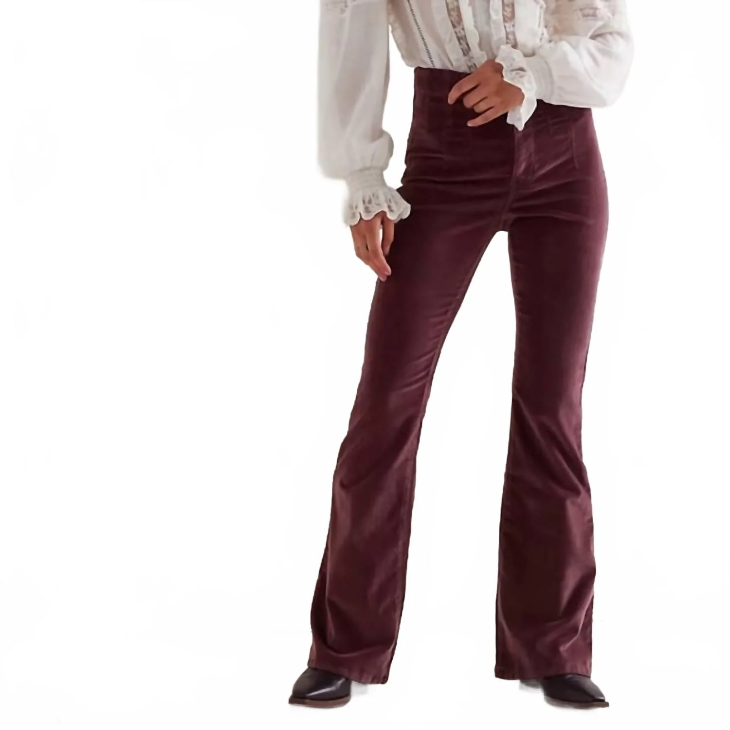 Jayde Cord Flare Jeans In Chocolate Truffle
