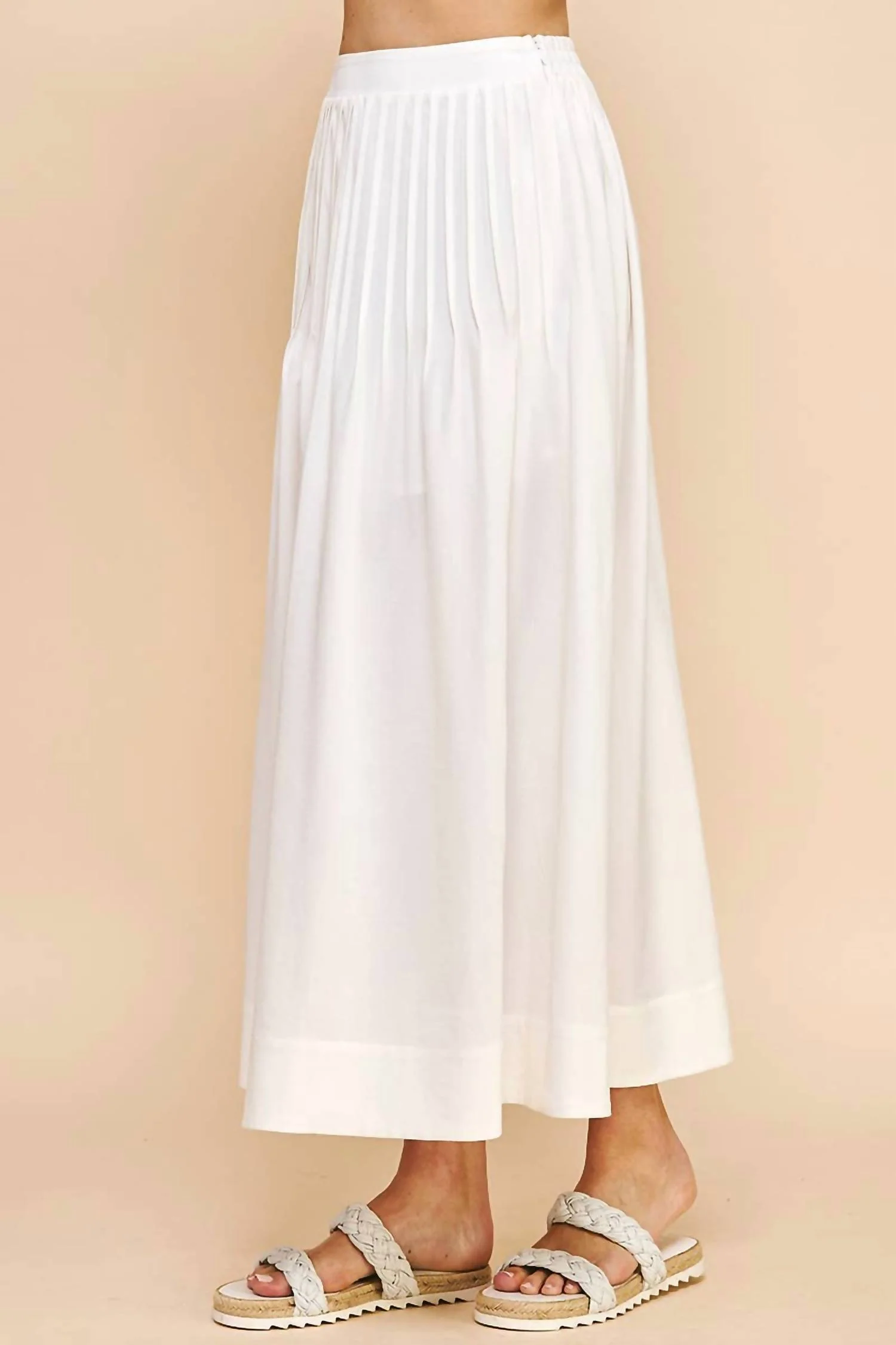 Pintuck Maxi Skirt In Off White