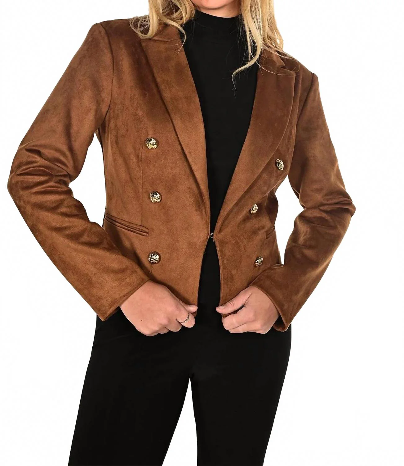 Stretch Fabric Knit Jacket In Cognac