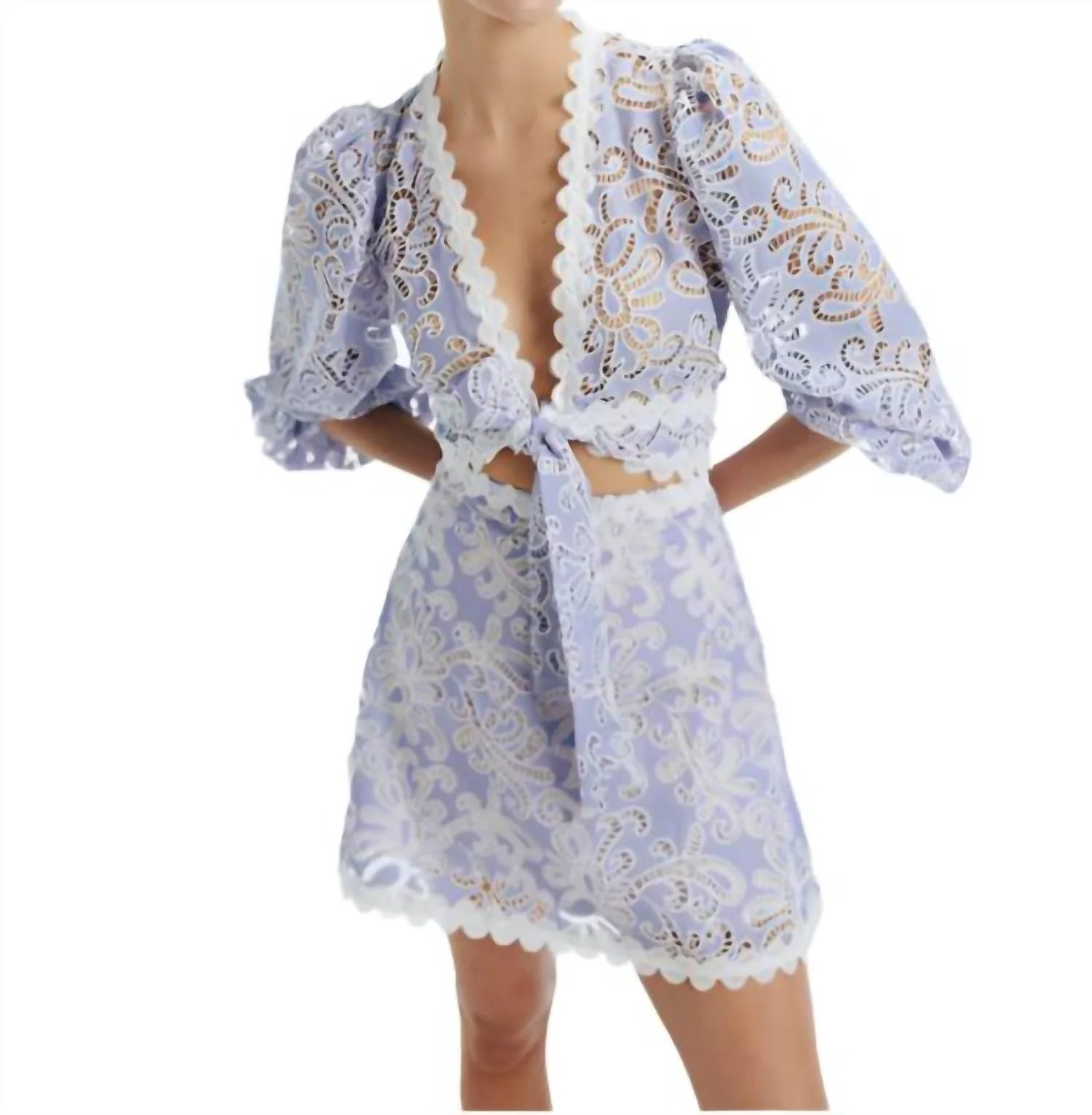 Cecil Embroidered Eyelet Mini Skirt In Blue