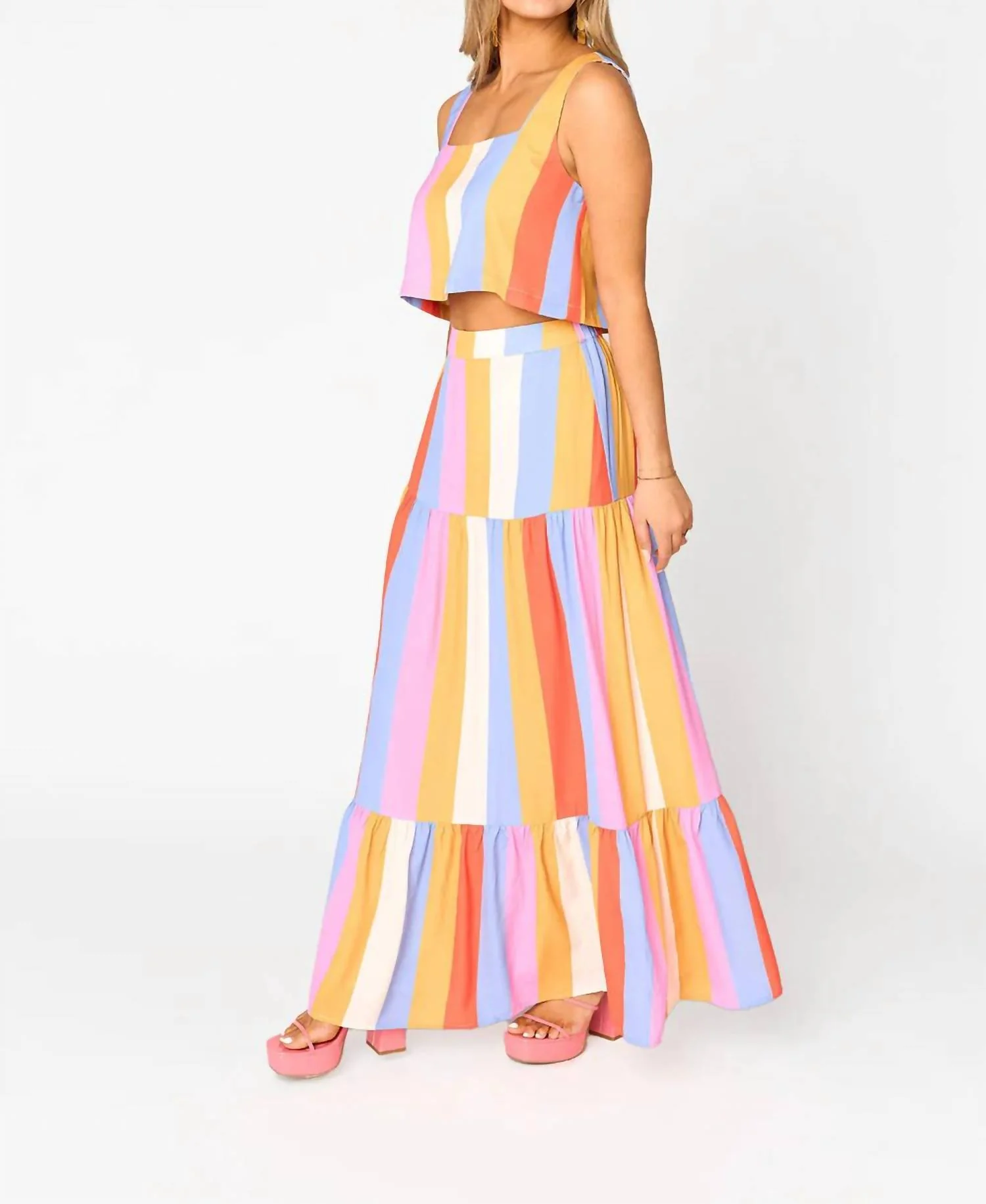 Pool Boy Striped Skirt Set In Multi