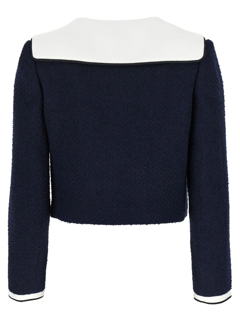 Navy Boucle Contrast Collar' Blazer